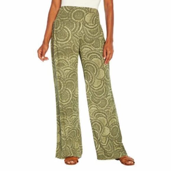 Three Dots Women's Printed Pant Green Woodland Mosaic XS 0/2 - Picture 1 of 2